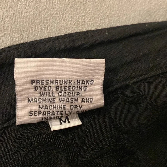 CP Shades sz M black rayon button down blouse w/ brocade floral embroidered - Picture 8 of 8